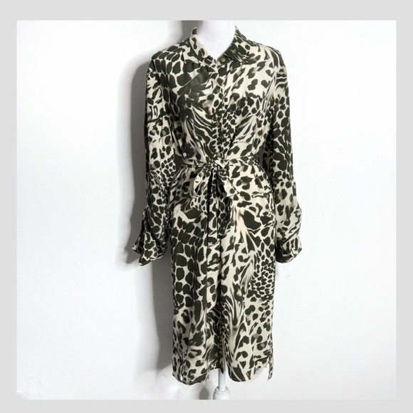 NWT Diane Von Furstenberg Shirt Dress Button Front Belted Long Sleeve Silk Sz 10 - Picture 15 of 16